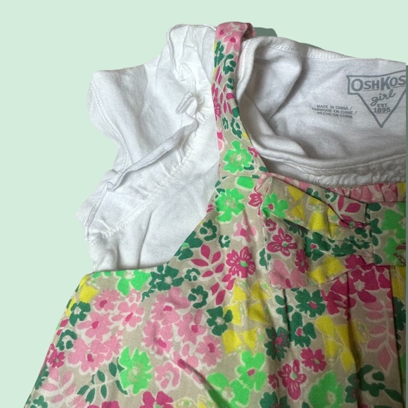 Toddler Girl OshKosh B’Gosh Spring Dress W/Undershirt Floral Print Size 4T - Picture 6 of 9